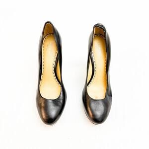 Coach Leather Black Platform Block Heel Round Toe Pumps Size 10